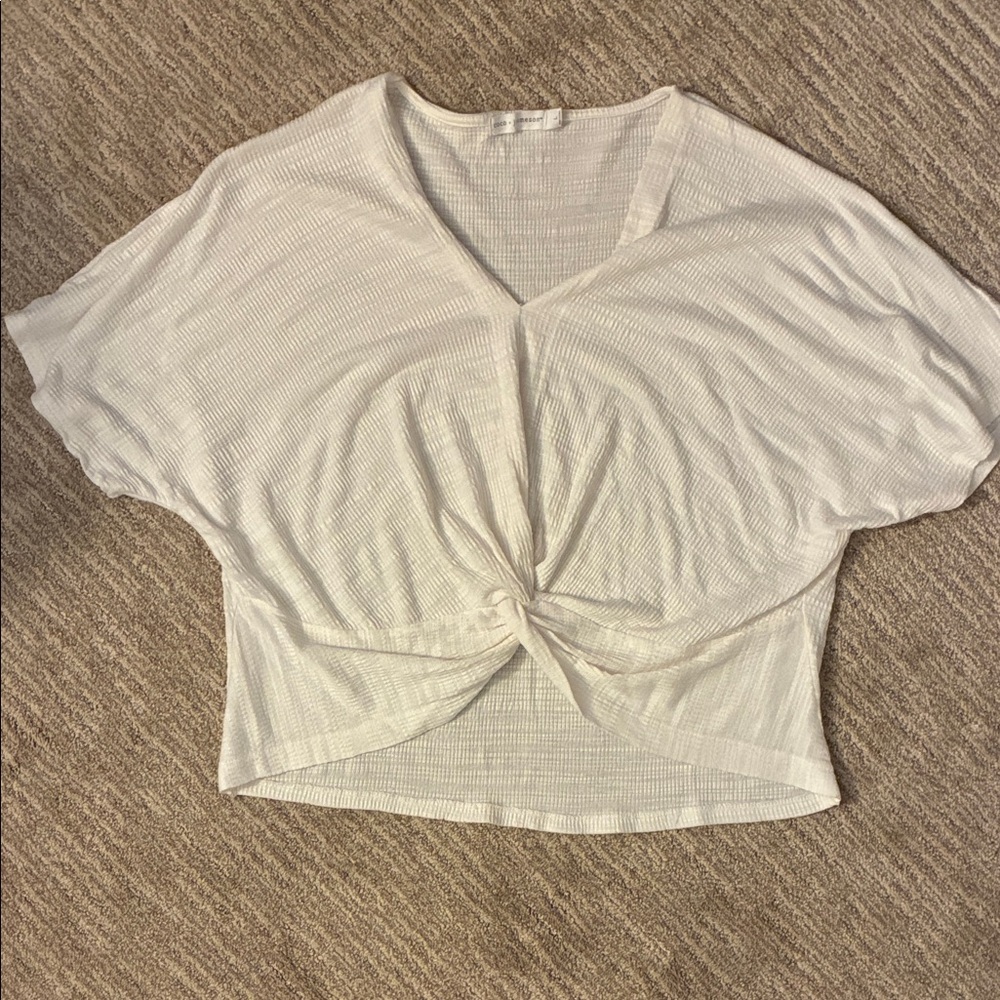 Coco + Jaimeson White Knotted Women Crop Top